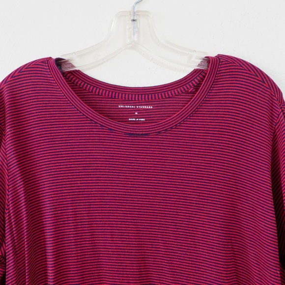 Universal Standard Red and Blue Striped Short Sleeve Modal Tee T Shirt M 18 20 - Picture 3 of 5
